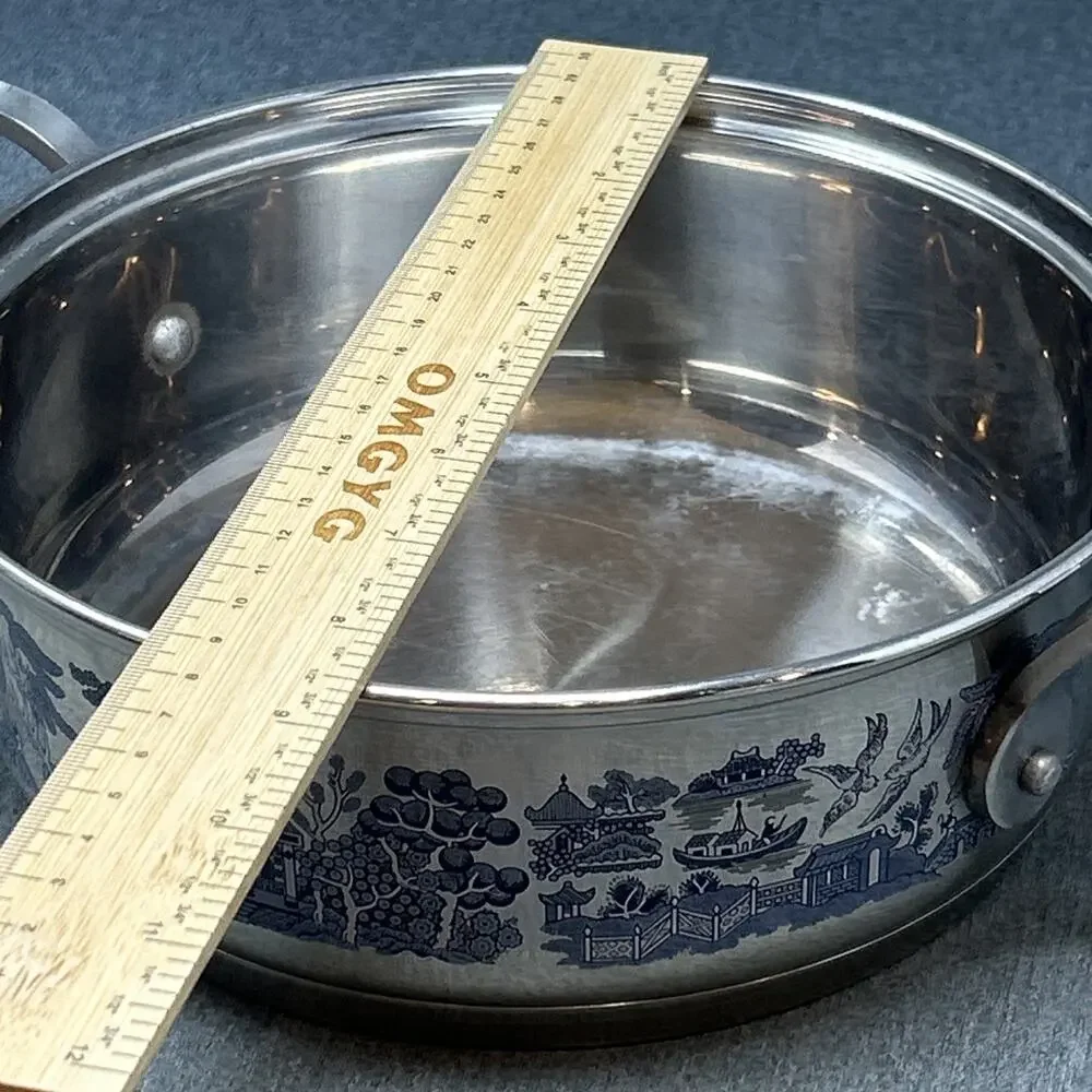 Vintage Cuisine Cookware Blue Willow Stainless Steel Pot Casserole NO LID